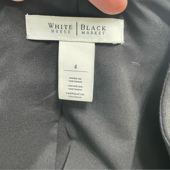 White House Black Market Black Textured Open Front Blazer Jacket Size 4 - Picture 7 of 12
